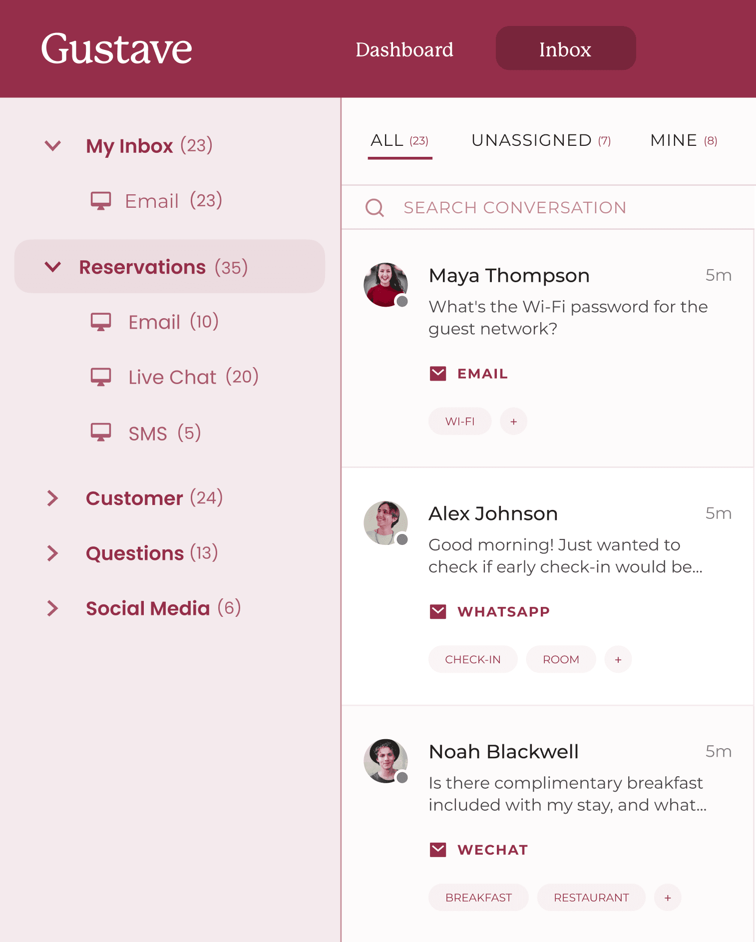 Gustave Connect Conversation Management Interface