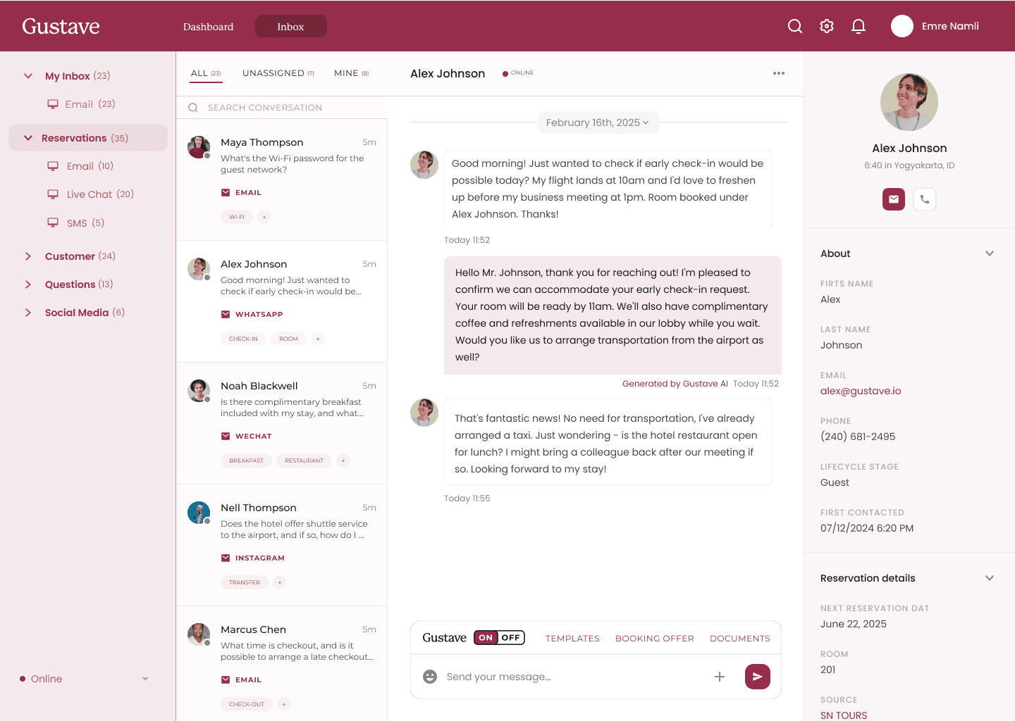 Gustave Connect Inbox Dashboard